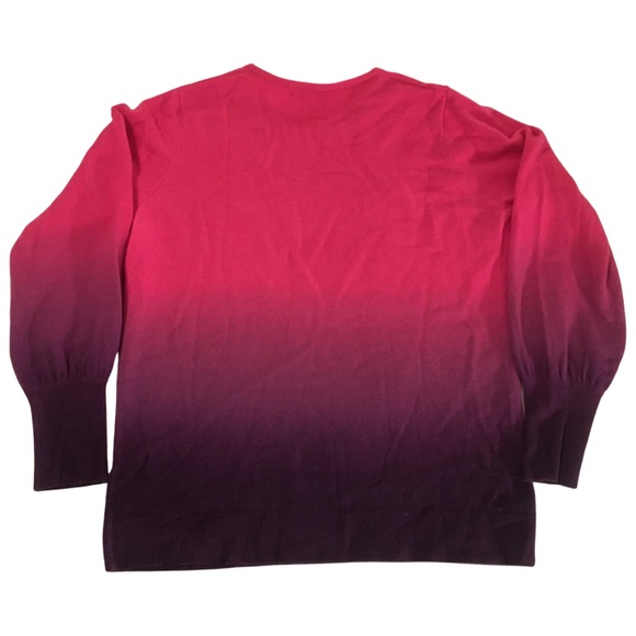 Neiman Marcus Ombre Cashmere Sweater Pink Purple Sz XL 14 - Picture 6 of 6